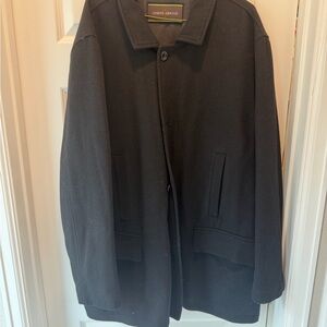 Joseph Abboud Black Wool-Blend Pea Coat